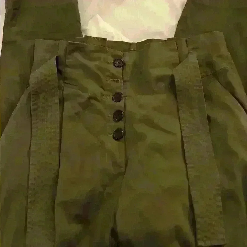 A.L.C. Olive Green High-Waist Button Front Pants